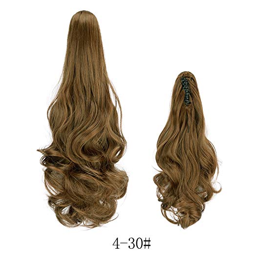 20〞Claw Ponytail Clip in Hair Extensions Hairpiece Synthetic Light Curly Soft Silky Nature Looking Heat-Resisting Different Colors for Women Fashion and Beauty-4/30#
